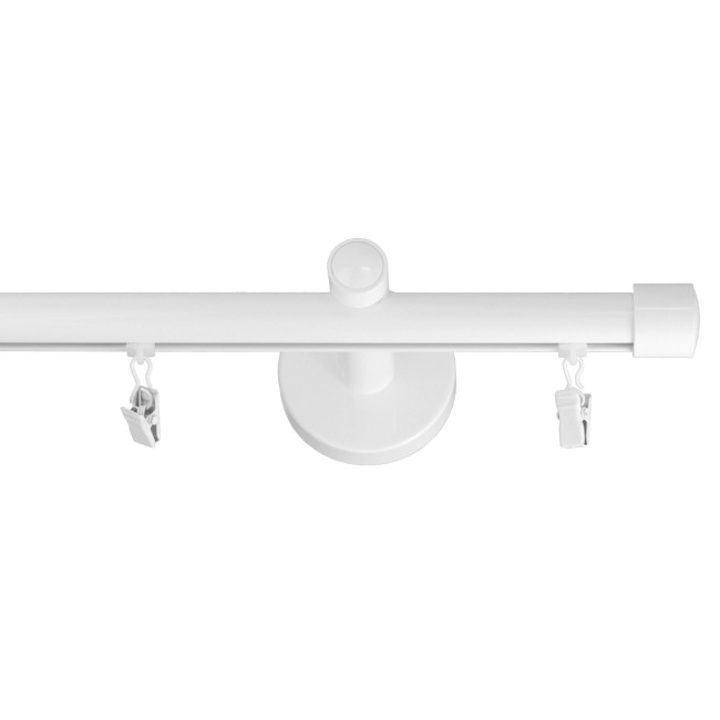 Karnisz pojedynczy szynowy fi 20 mm biały połysk - stal nierdzewna / aluminium (TH002) Karnisz pojedynczy szynowy fi 20 mm biały połysk - stal nierdzewna / aluminium (TH002)