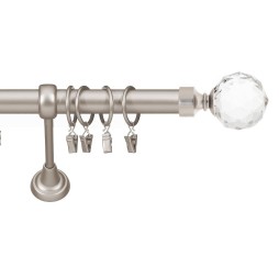 Karnisz Gral fi 19 mm, pojedynczy, kolor chrom mat - Kula Crystal (G190031)