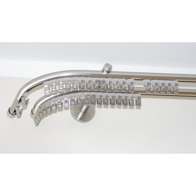 Karnisz podwójny szynowy fi 20 mm gięty podwójnie, inox - stal nierdzewna / aluminium (TH008)