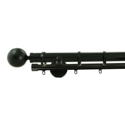 Karnisz podwójny rurowo - szynowy Techno 30/20 mm czarny matowy Duża Kula - Walec - stal nierdzewna / aluminium (TH0032)
