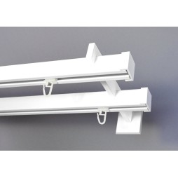 Karnisz podwójny Modern 25 biały z końcówką z zaślepkami (MDH2504)