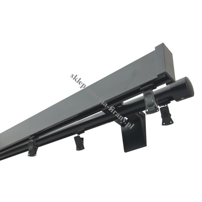 Karnisz szynowy uniwersalny Modern 40 - Techno 20, podwójny - czarny matowy (TH0103)