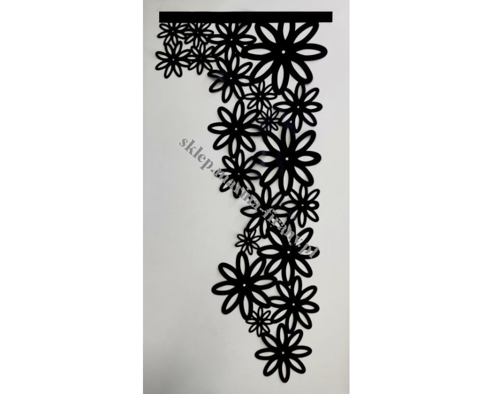 Panel ażurowy boczny - Kwiatki 50x100 cm dwuwarstwowy czarny - odrzut nr 203