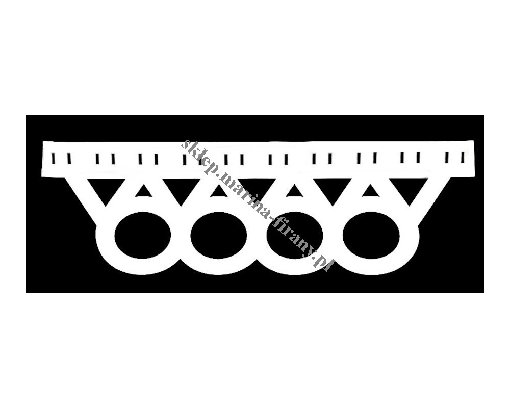 Zazdrostka ażurowa, wzór Koła i trójkąty, szer. 60 cm, biały, dwuwarstwowy - odrzut nr 289