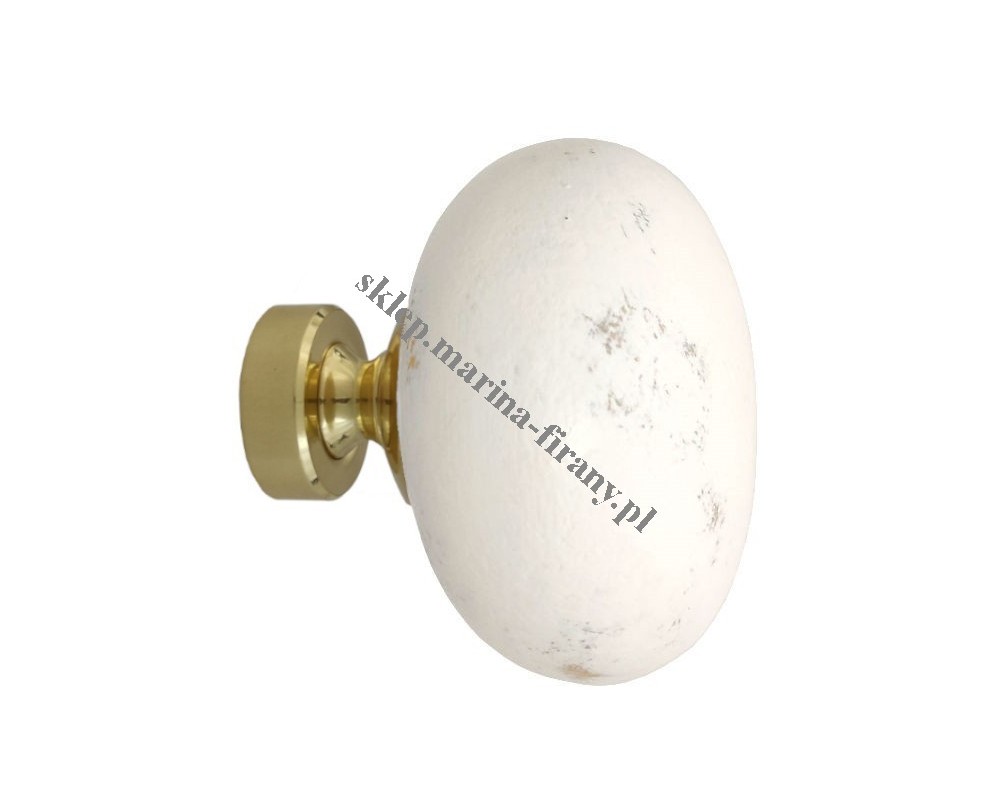 Końcówka ceramiczna do karniszy mosiężnych 30 mm Melon duży biel - poler mosiądz (mosiądz) - 1 szt