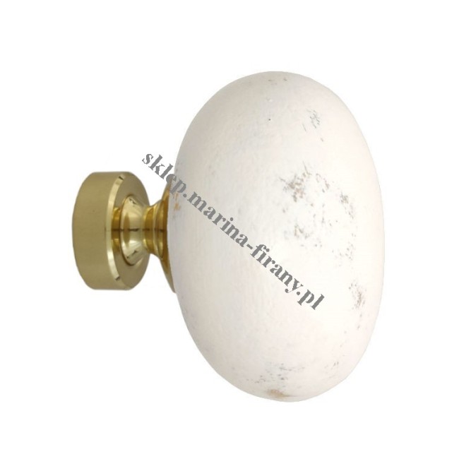 Końcówka ceramiczna do karniszy mosiężnych 30 mm Melon duży biel - poler mosiądz (mosiądz) - 1 szt
