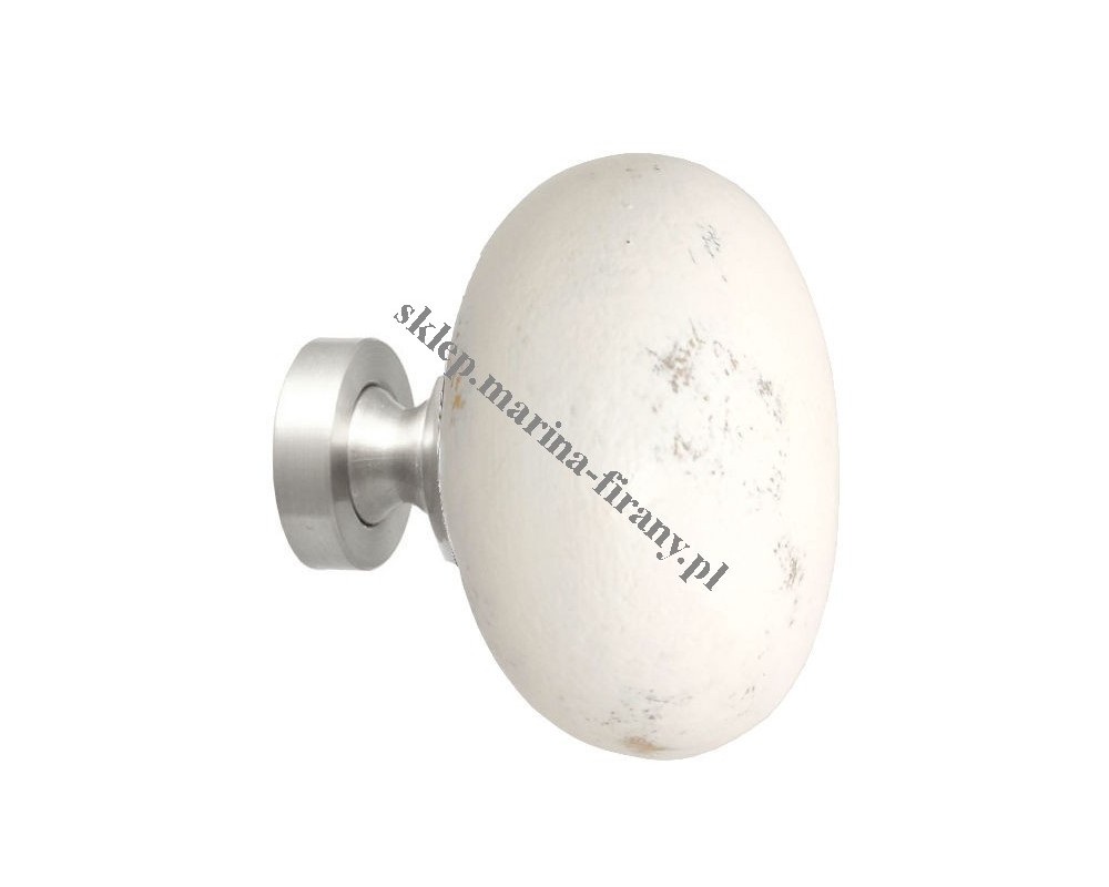 Końcówka ceramiczna do karniszy Techno 30 Melon duży biel - inox - 1 szt