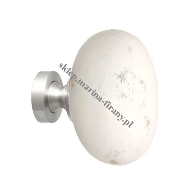 Końcówka ceramiczna do karniszy Techno 30 Melon duży biel - inox - 1 szt