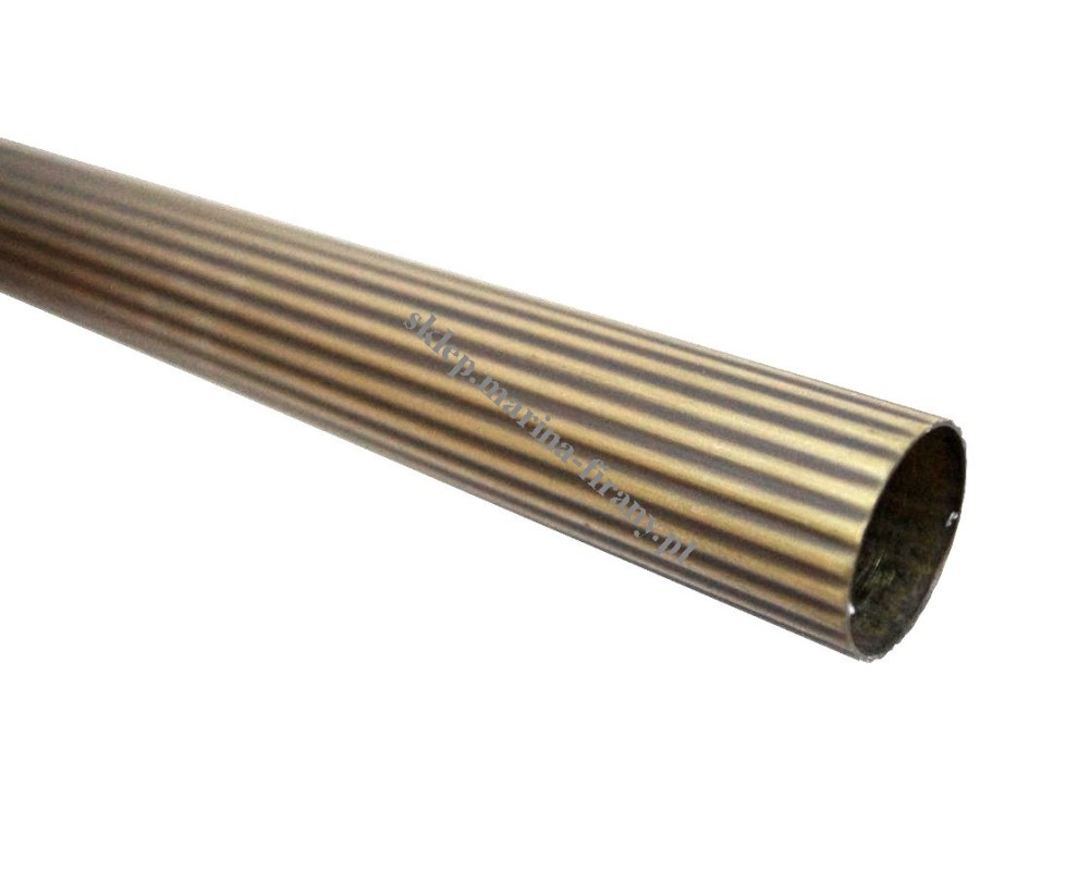 Drążek - rura ryflowana karnisza fi 20 mm dł. 250 cm - jasne antico (mosiądz)