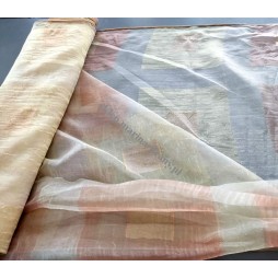 Organtyna kreszowana tęczowana w kolorze żółto - wrzosowo - beżowym - szer. 140 cm , cena za 1 mb - wyprzedaż