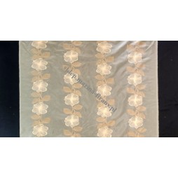 Organtyna I35838 beżowa z haftem w kolorze brązowo - beżowym - szer 140 cm wyprzedaż