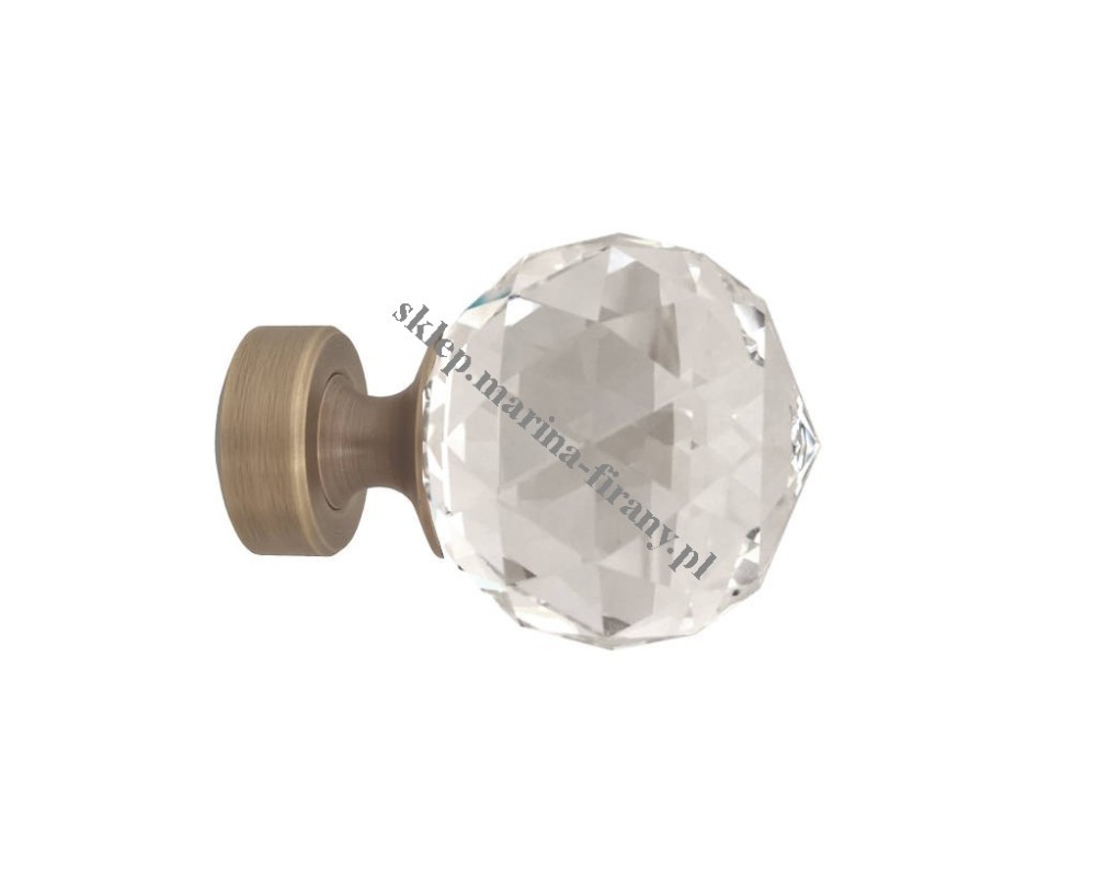 Końcówka rury 20 mm Kula Cristal 40 mm - jasne antico (mosiądz) - 1 szt