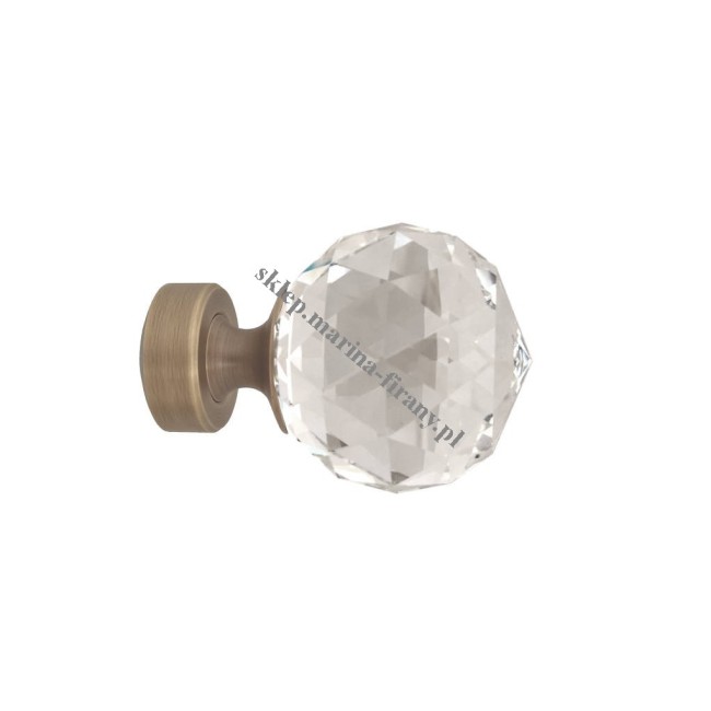 Końcówka rury 20 mm Kula Cristal 40 mm - jasne antico (mosiądz) - 1 szt