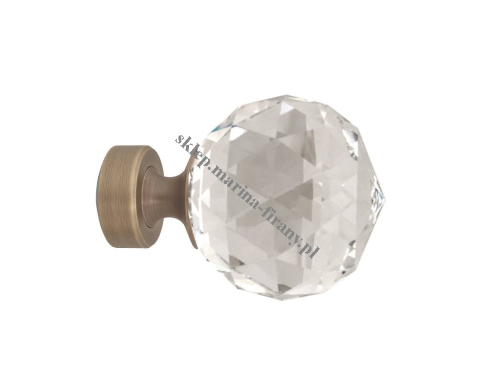 Końcówka rury 20 mm Kula Cristal 50 mm - jasne antico (mosiądz) - 1 szt