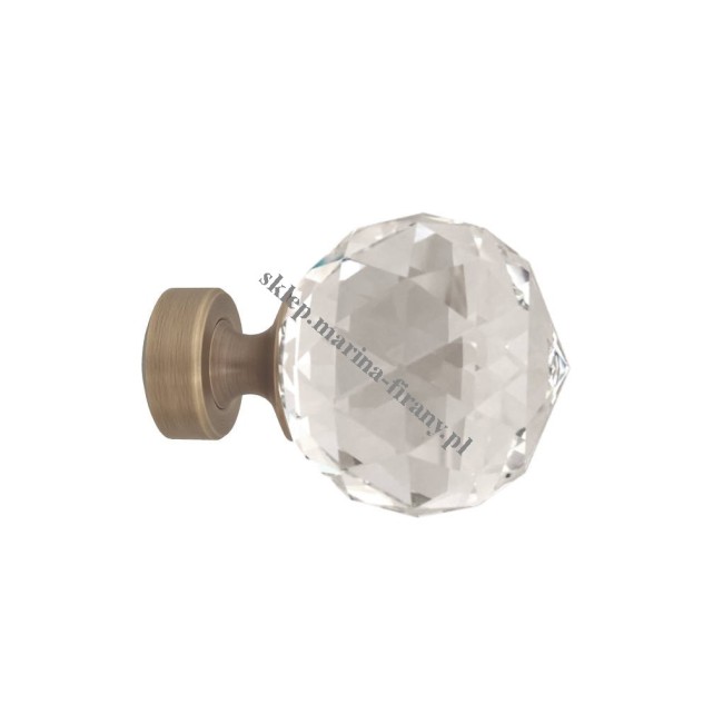 Końcówka rury 20 mm Kula Cristal 50 mm - jasne antico (mosiądz) - 1 szt