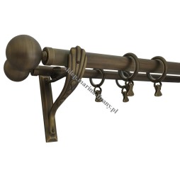 Karnisz podwójny mosiężny Secesja Classic fi 30/20 mm antico - TH0119