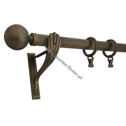 Karnisz pojedynczy mosiężny Secesja Classic fi 30 mm antico - Kule (TH0120)