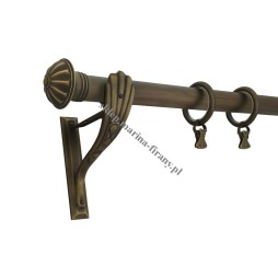 Karnisz pojedynczy mosiężny Secesja Classic fi 30 mm antico - ozdobny TH0124