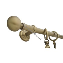 Karnisz pojedynczy mosiężny Classic fi 20 mm -  Średnia Kula - jasne antico (TH0125)