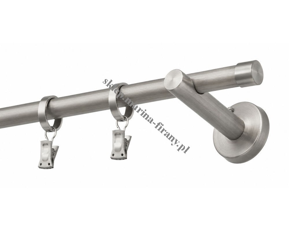Karnisz pojedynczy Techno 20 mm inox Walec TH0045 stal nierdzewna Zegar