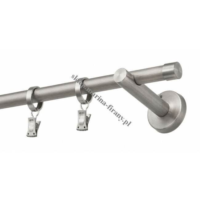 Karnisz pojedynczy Techno 20 mm inox Walec TH0045 stal nierdzewna Zegar