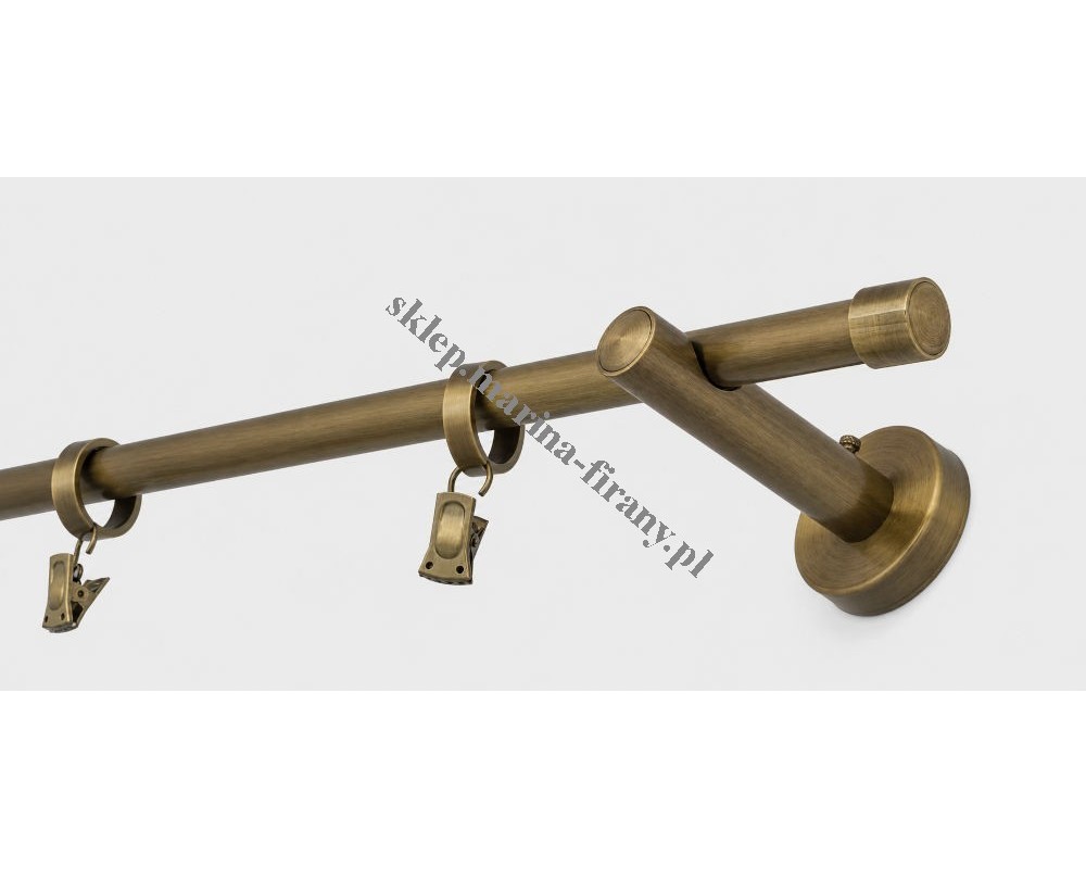 Karnisz pojedynczy Techno 20 mm antico Walec TH0049 mosiądz Zegar