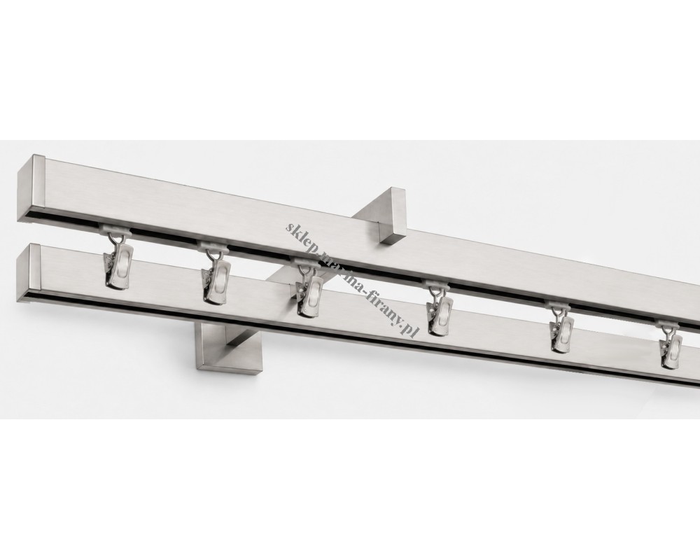 Karnisz podwójny Modern 25 inox z zaślepkami MDH2508