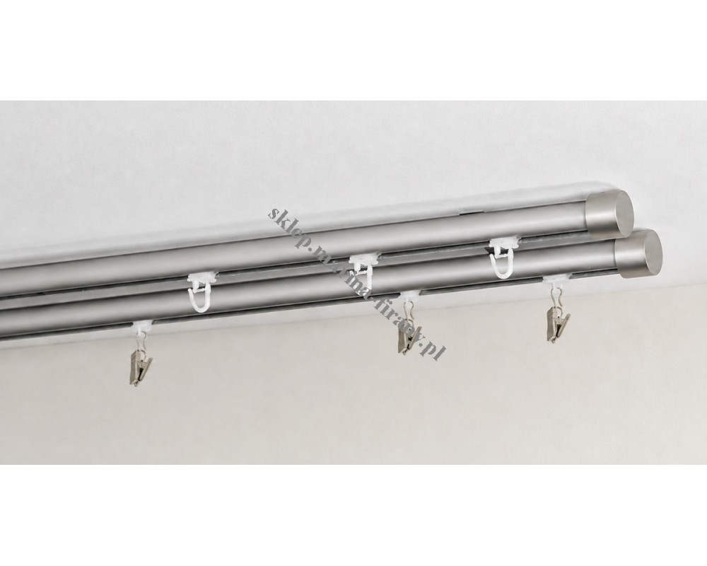 Dwutorowa szyna sufitowa Gral 19 mm chrom mat ze ślizgami SUW0003