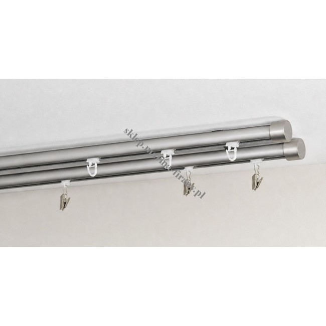 Dwutorowa szyna sufitowa Gral 19 mm chrom mat ze ślizgami SUW0003