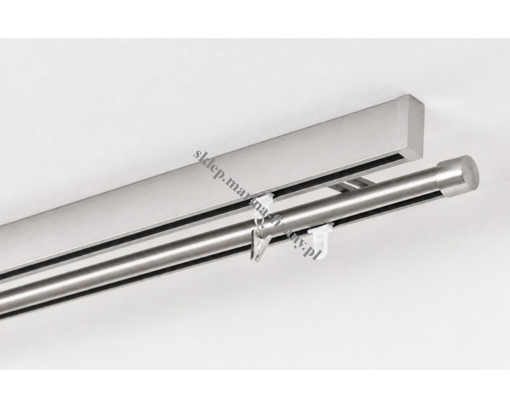 Szyna sufitowa Modern -Techno podwójny w kolorze inox SUW0022 - widok z dołu