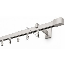 Karnisz pojedynczy Modern 25 srebrny inox z końcówką Prostokąt MDH2505 – Zegar
