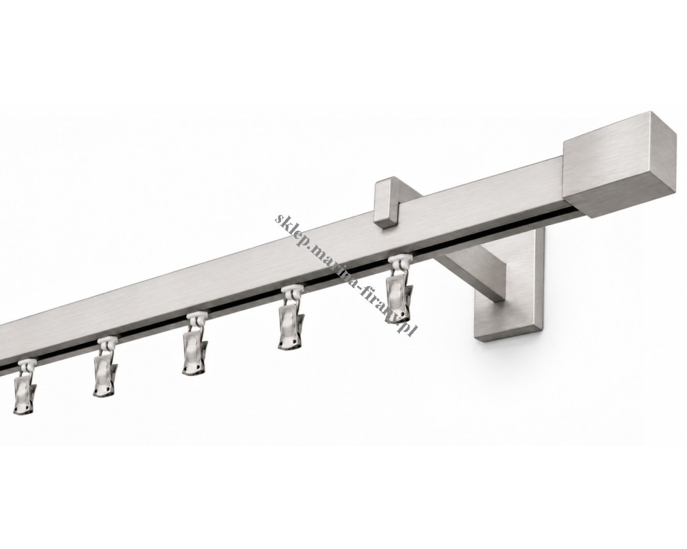 Karnisz pojedynczy Modern 25 srebrny inox z końcówką Prostokąt MDH2505 – Zegar