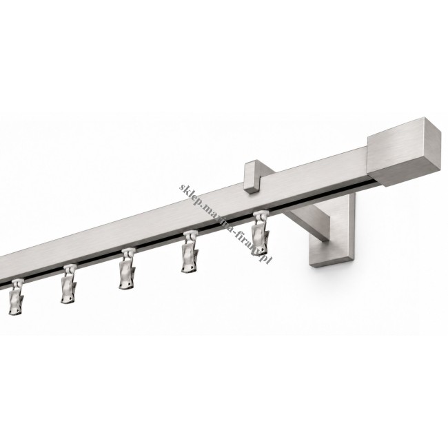 Karnisz pojedynczy Modern 25 srebrny inox z końcówką Prostokąt MDH2505 – Zegar