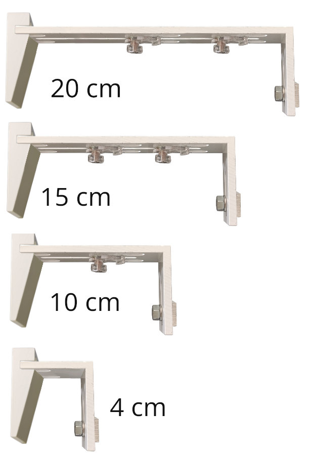 Długości wsporników uniwersalnych ściennych białych Modern 60