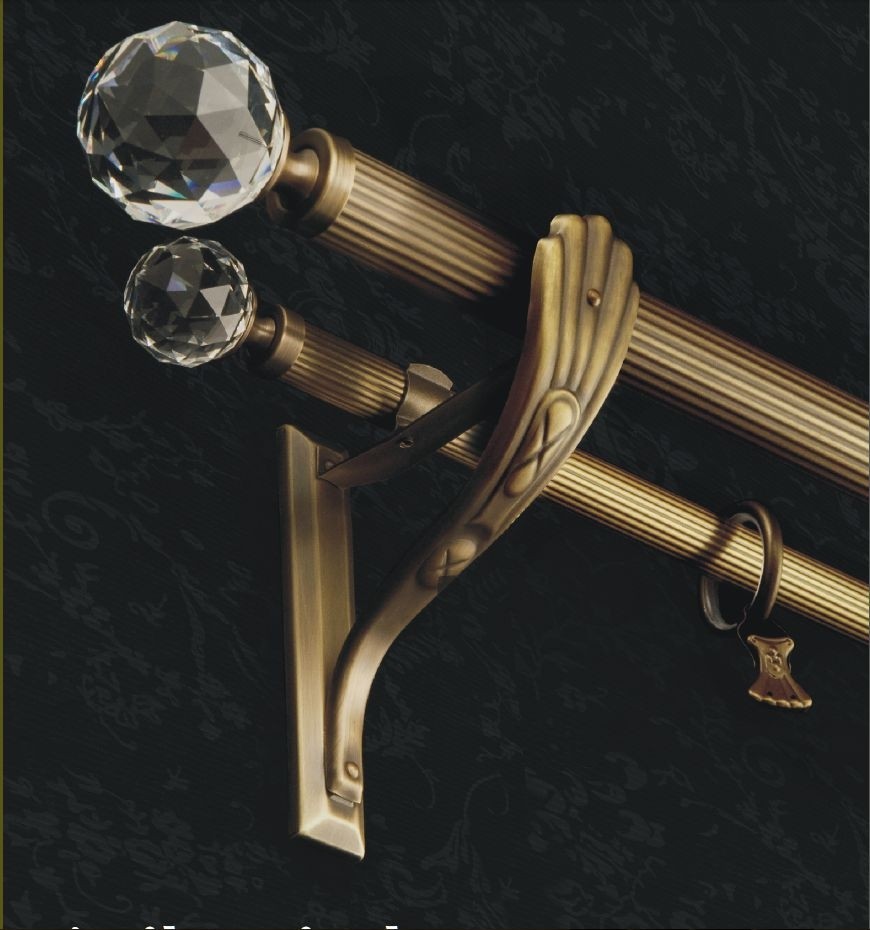 Karnisz podwójny Secesja Classic Cristal 60 mm- 40 mm antico